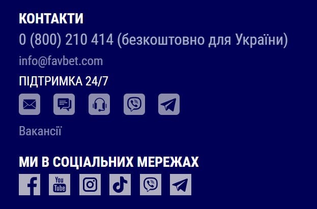 Служба підтримки Фавбет